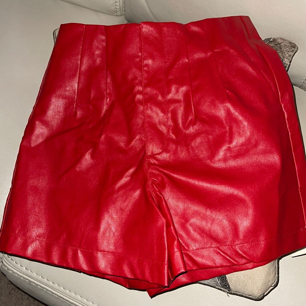 Medium red leather shorts